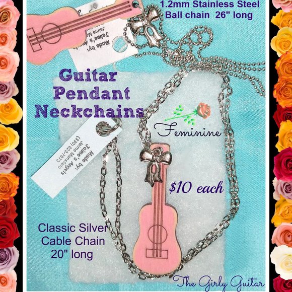 Pink Girly Guitar Necklaces